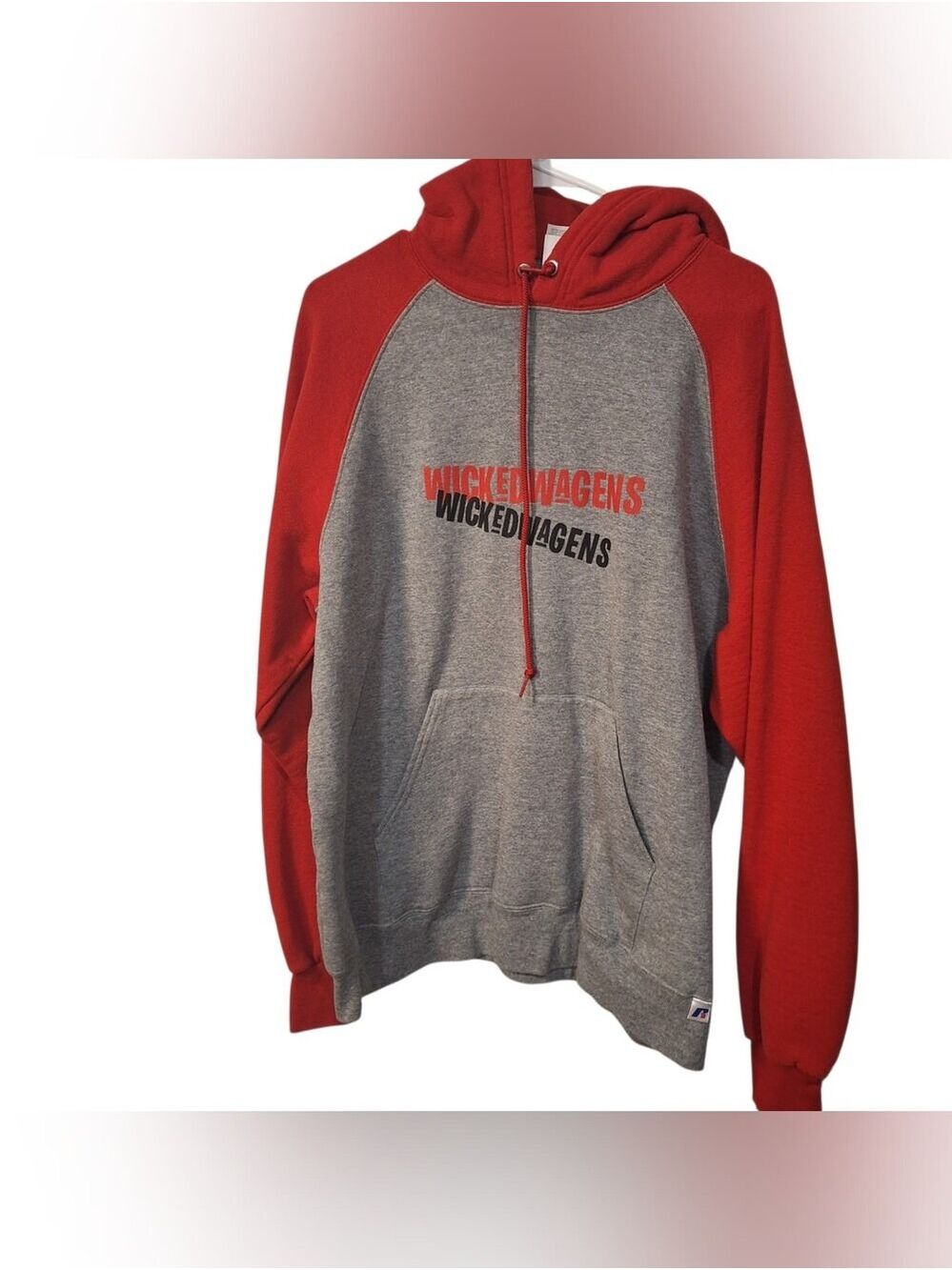 VW Wicked Wagens Russell Red and Gray Hoodie with Red Logo